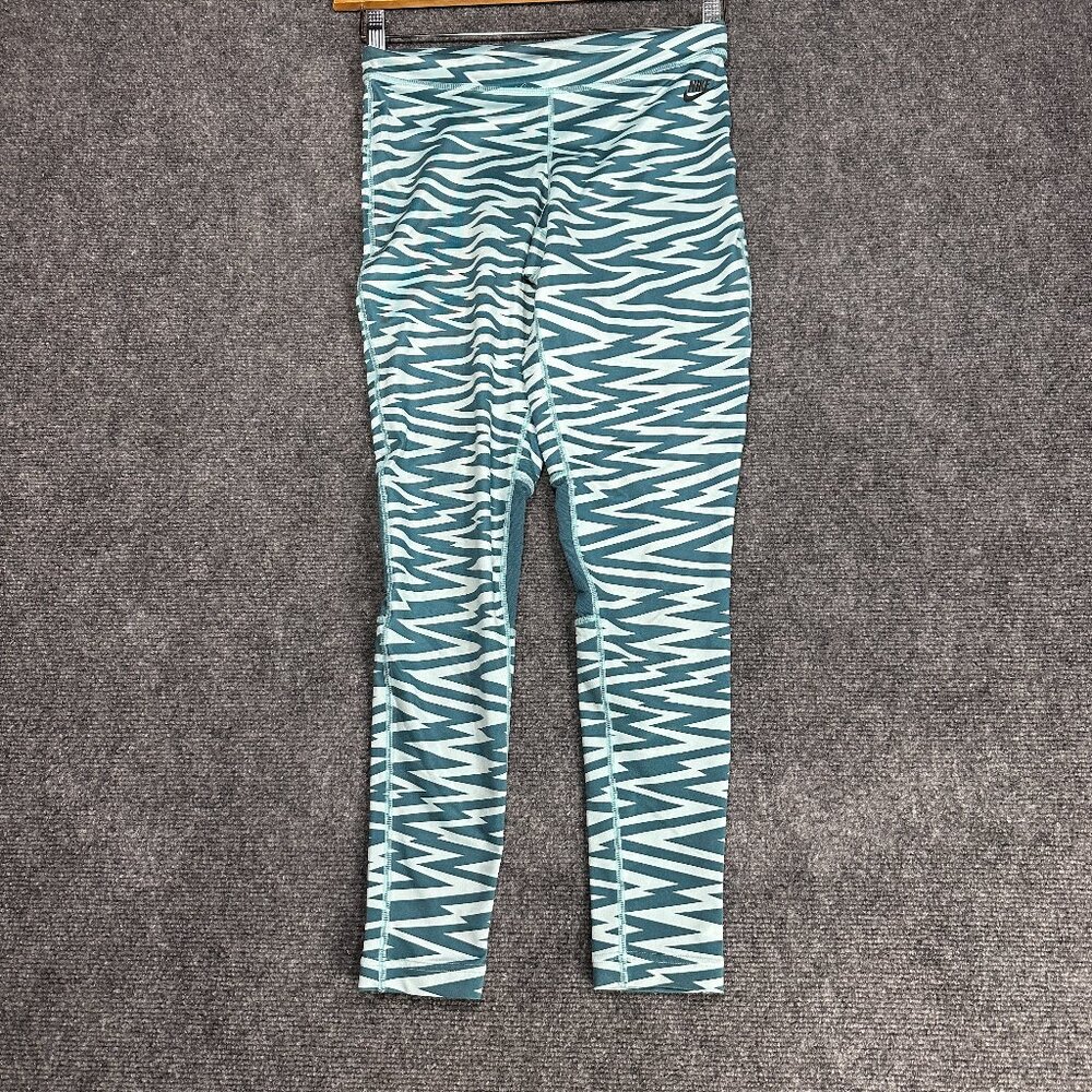 Nike Pants Womens XS Green Zig Zag Compression Mesh Panel Pull On